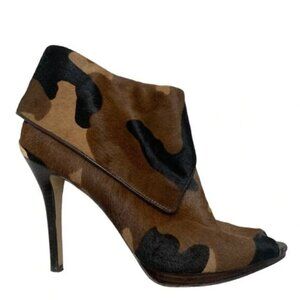 Michael Kors Kendra Calf-Hair Bootie Heels Camo Print 7.5